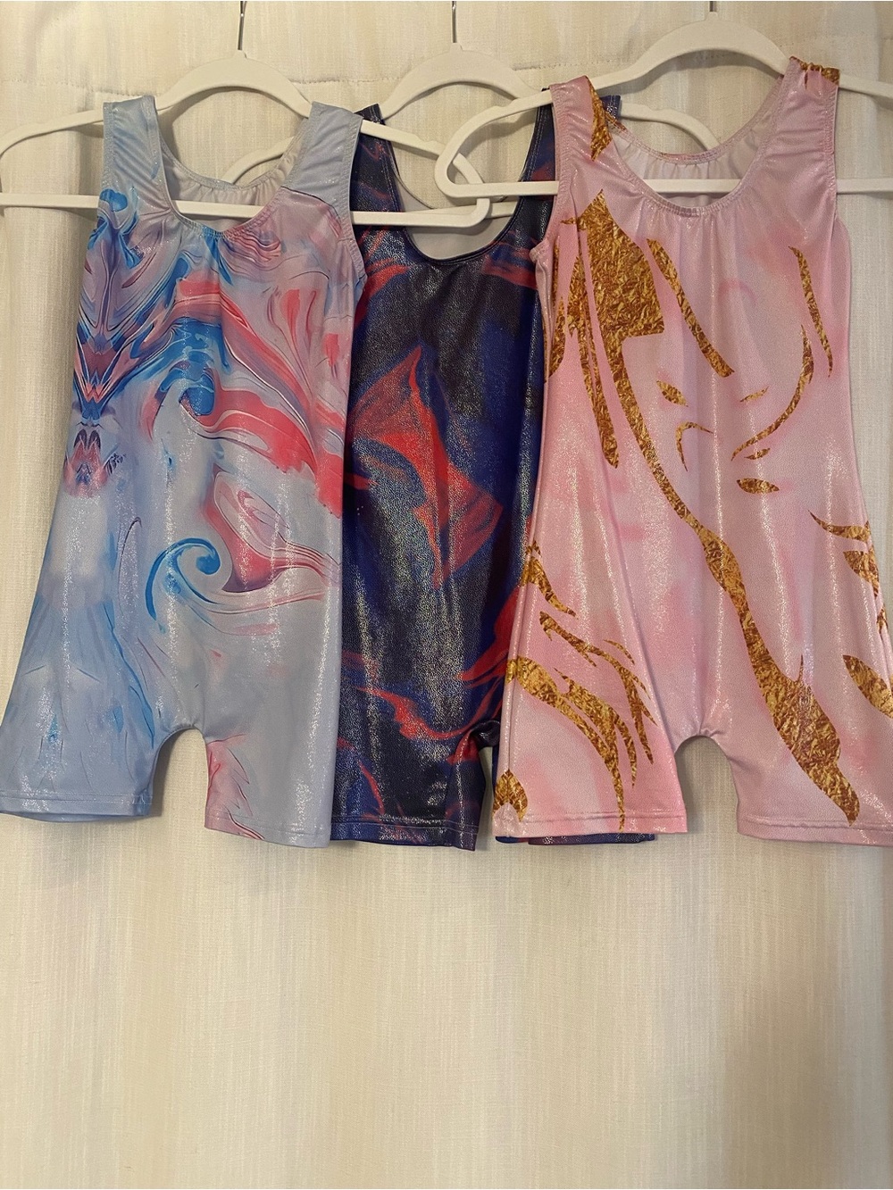 Amazon Kids Dance Leotard Romper Pack - Blue, Navy, Pink with Gold